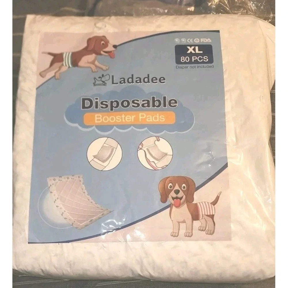 Ladadee Dog Diaper Liners 80 Count Disposable Booster Pads XL